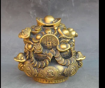 

zhmui8800626376<<+++china brass fengshui wealth yuanbao money coin statue piggy bank money cans pot