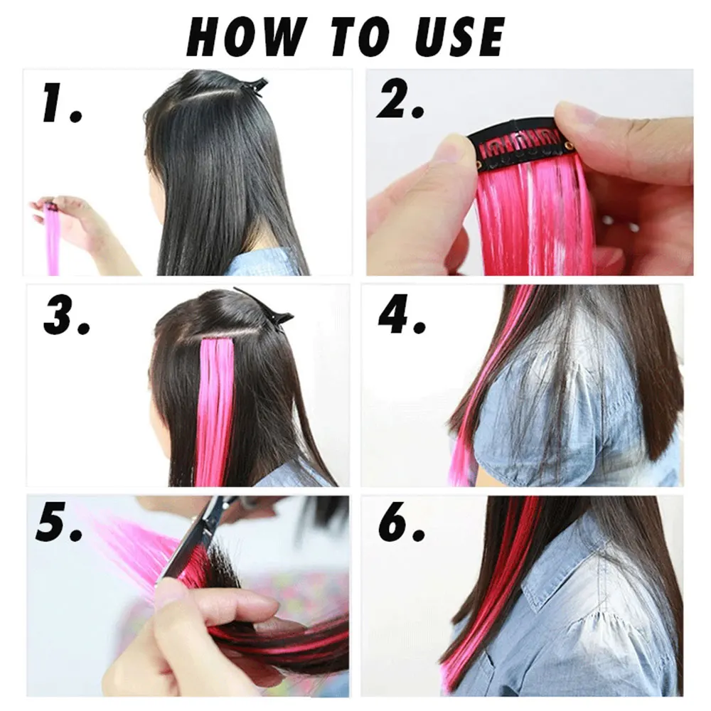 One Piece Rainbow Synthetic Fake Hair Pieces For Women Pageup Long Ombre Hairpiece Blonde Pink Clip In Hair Extensions Invisible