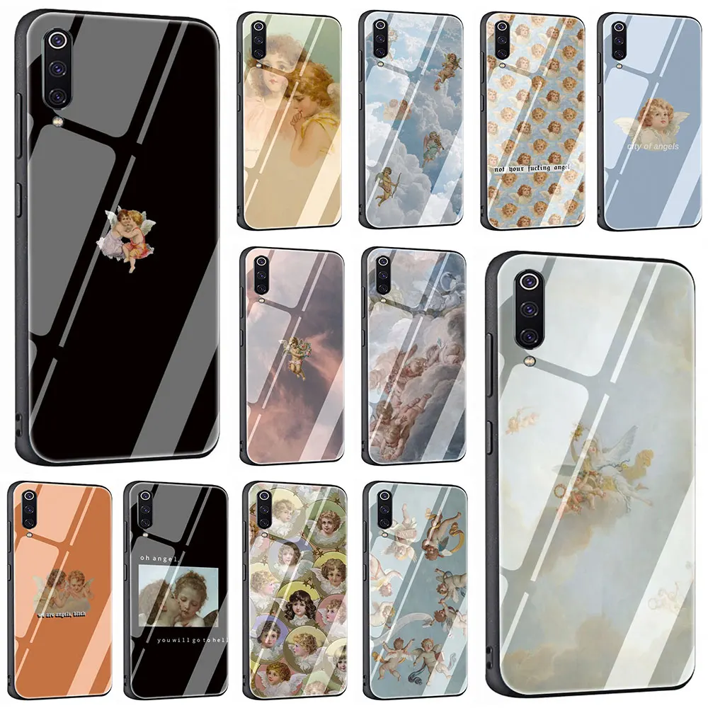 

Renaissance angels Novelty Fundas Tempered Glass Phone Cover Case For Xiaomi Mi 8 9 Redmi 4X 6A Note 5 6 7 Pro Pocophone F1