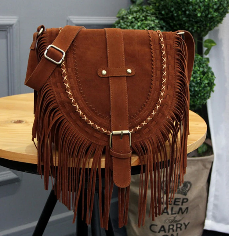 16 Fringe Tassel  Women Fringed Messenger Bag  shoulder bag Boho Hippie Gypsy Bohemian Tribal Ibiza Style Cross body Bag (10)