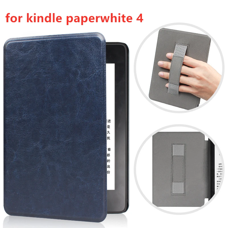 PU Leather Case for Kindle Paperwhite 4 Smart Shell Cover with Hand