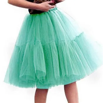 

Mocha Fluffy Tulle Skirt Full Layered Petticoat Tutu New Sexy Lace Soild Color Ball Gown Ladies' Summer Fashion Skirts Hot Sale