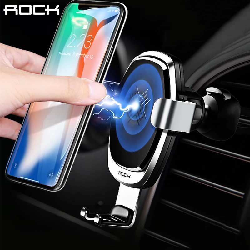 ROCK Wireless Car Charger for iPhone 8 Plus X XS,Gravity Car Phone Holder for Samsung S9 S8 Note 9 8 Quick Charge 10W 7.5W