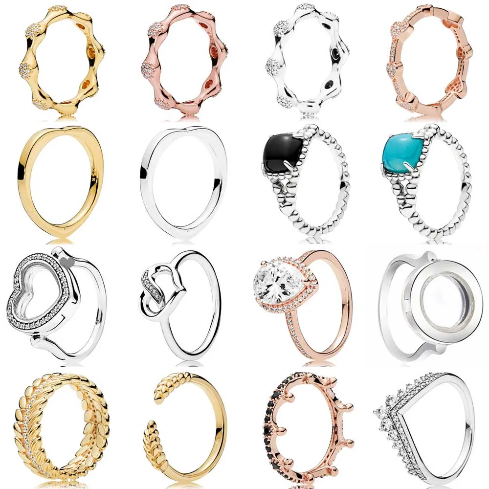 

2018 NEW 100% 925 Sterling Silver Ring Gold Modern Arcs of Love Ring Shine & Clear CZ Popular Wedding For Women DIY Jewelry Gift