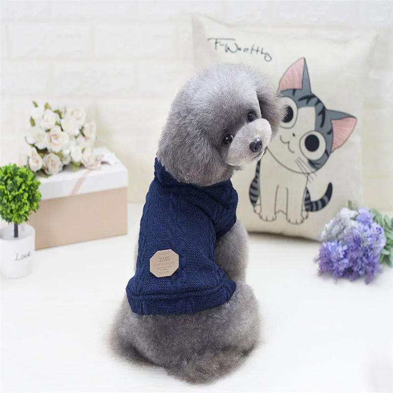 Классический соломенный веревочный свитер для собаки, вязаная одежда для домашних животных, зимнее пальто с капюшоном для маленьких собак, кошек, красный, серый, синий