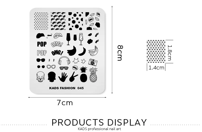 KADS 7*8 см штамповочная пластина фрукты и Губы Мультфильм Шаблон трафарет для лака ногтей штамповка шаблон инструмент для украшения ногтей
