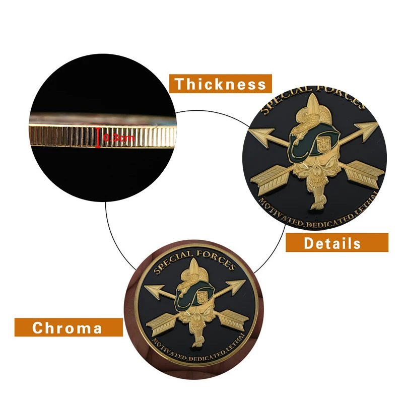 Мотивационные специальные летальные монеты спецназа Необычные чистые Позолоченные Соединенные Штаты армии спецназ вызов монеты