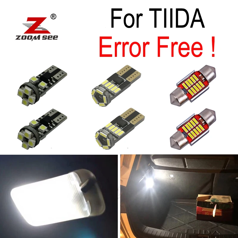 

6pc x Canbus Error Free LED interior bulb For 2007-2019 Nissan Tiida C11 C12 C13 Map Reading dome light lamp kit
