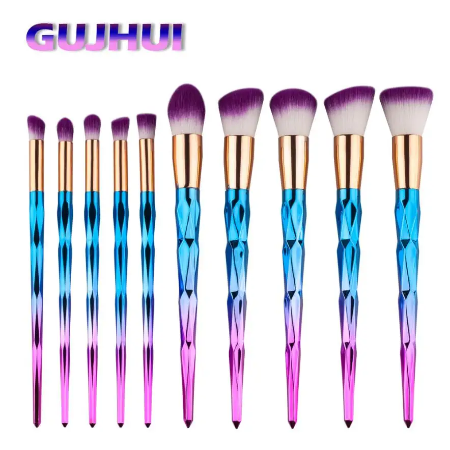 

GUJHUI 19.5.*13.5*2.5 cm 10PCS Make Up Foundation Eyebrow Eyeliner Blush Cosmetic Concealer Brushes makeup brushes set 2018