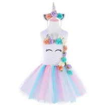 Новинка; детское платье-пачка с единорогом; пастельная Радуга; праздничные платья принцессы; карнавальный детский карнавальный костюм; Vestido Fantasy Infantil