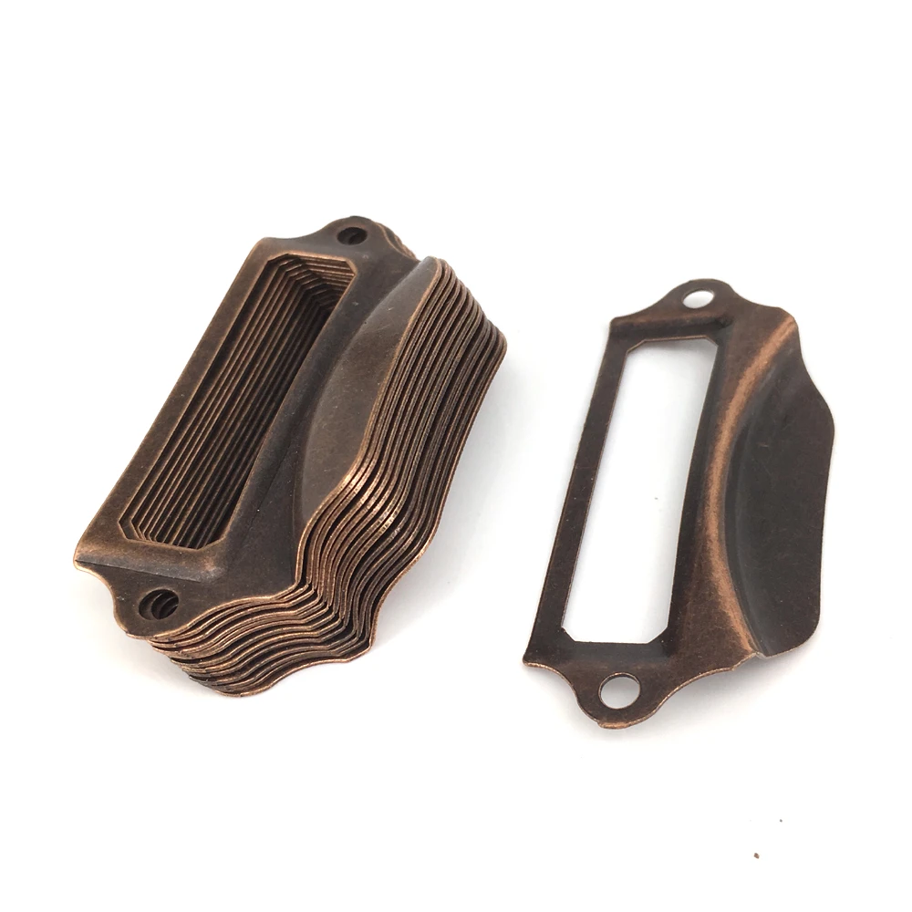 69*29mm Vintage Label File Name Card Holder Cavity Type cabinet Drawer  pulls handle antique brass Drawer Pull Label Frames pull