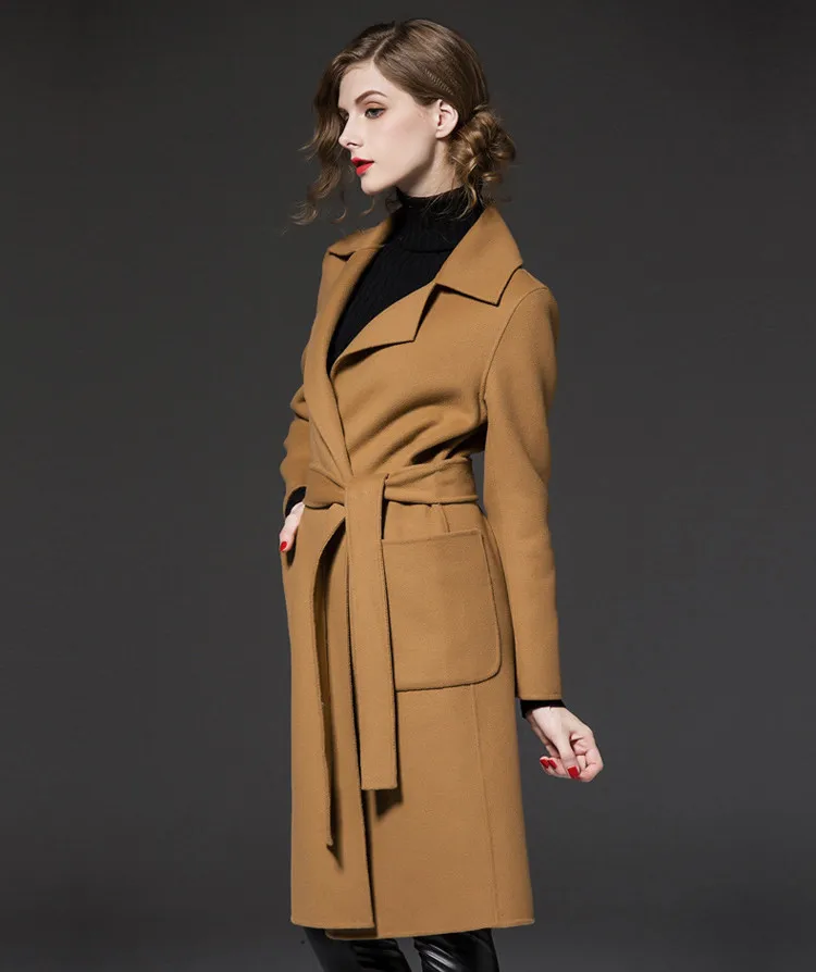 Winter Woolen Long Trench Coat Women 007