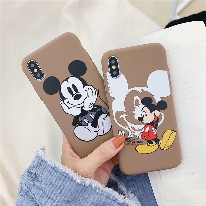 

Cartoon lovely Funny Minnie Mickey Mouse Cover Case For iPhone X 10 XS MAX XR 6 6S 7 8 Plus anti-fall shield Phone Coque