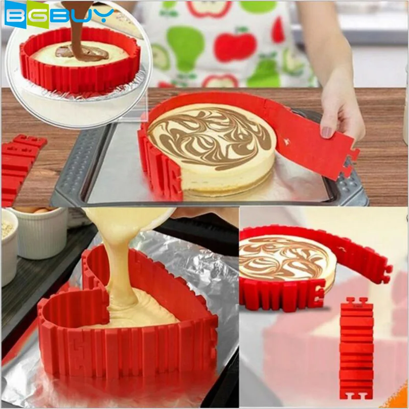 

4 pc/set Best Kitchen Silicone Cake Mold Round Shape Magic Bakeware DIY Molds Cake Baking Tools for Your Pastry Dessert (Red)