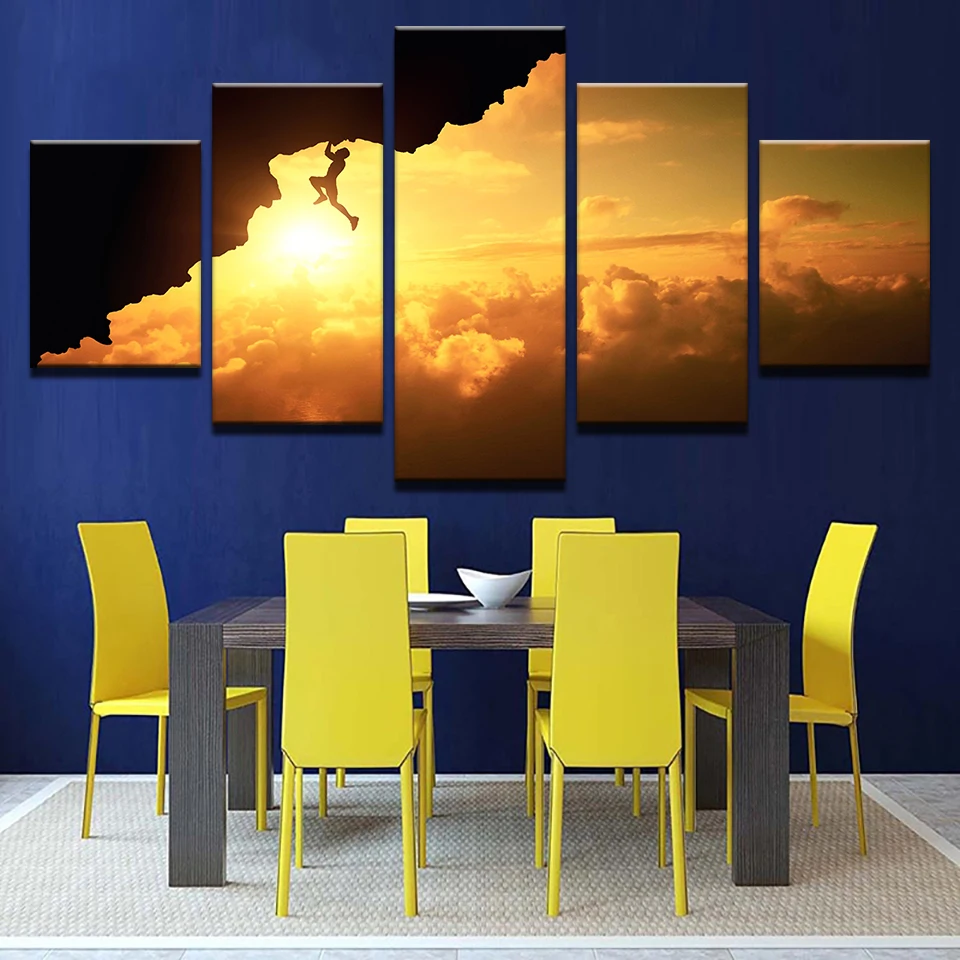 Canvas-Prints-Pictures-Wall-Art-Framework-Home-Decor-5-Pieces-X-Games-Exercise-Rock-Climbing-Paintings