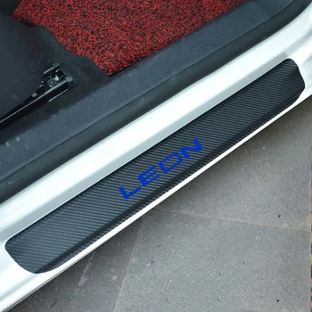 

4pcs Car Door Sill Protector Sticker Carbon Fiber Vinyl Sticker For Seat Leon