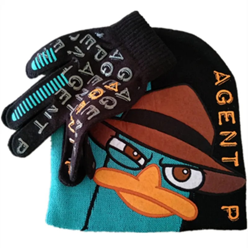 Зимние шапки с героями мультфильмов Phinas Ferb Perry The Platypus Agent P Детские кепки для