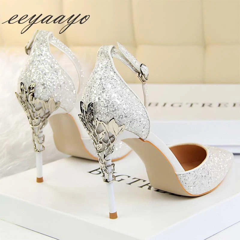 para ver Abrazadera visitar Sandalias de tacón alto y fino para mujer, zapatos de tacón alto con  hebilla en punta, sexys, nupciales, para boda, 2019|Sandalias de mujer| -  AliExpress