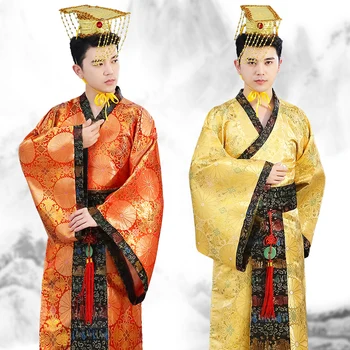 

Hanfu Tang Dynasty Emperor's Clothing Chinese Ancient Dragon Robe Prince For Men Chinese Folk Dance Costumes Cosplay Wear BL1199