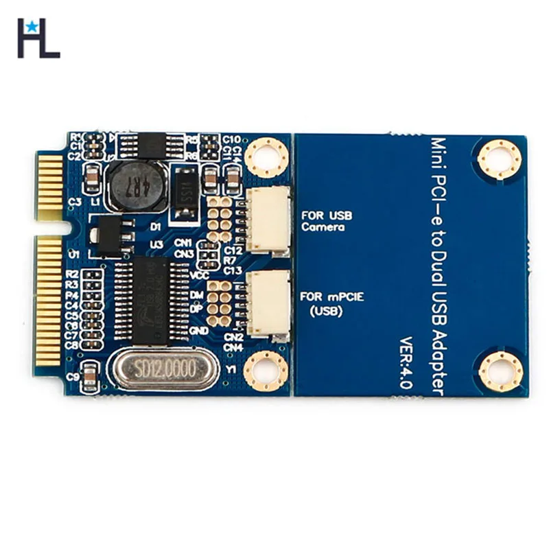 

Mini PCIe Pci-e to Dual USB Adapter MPCIE to Usb2.0 Ports 5 Pin Converter Card for Full/half Height Mini Card no driver