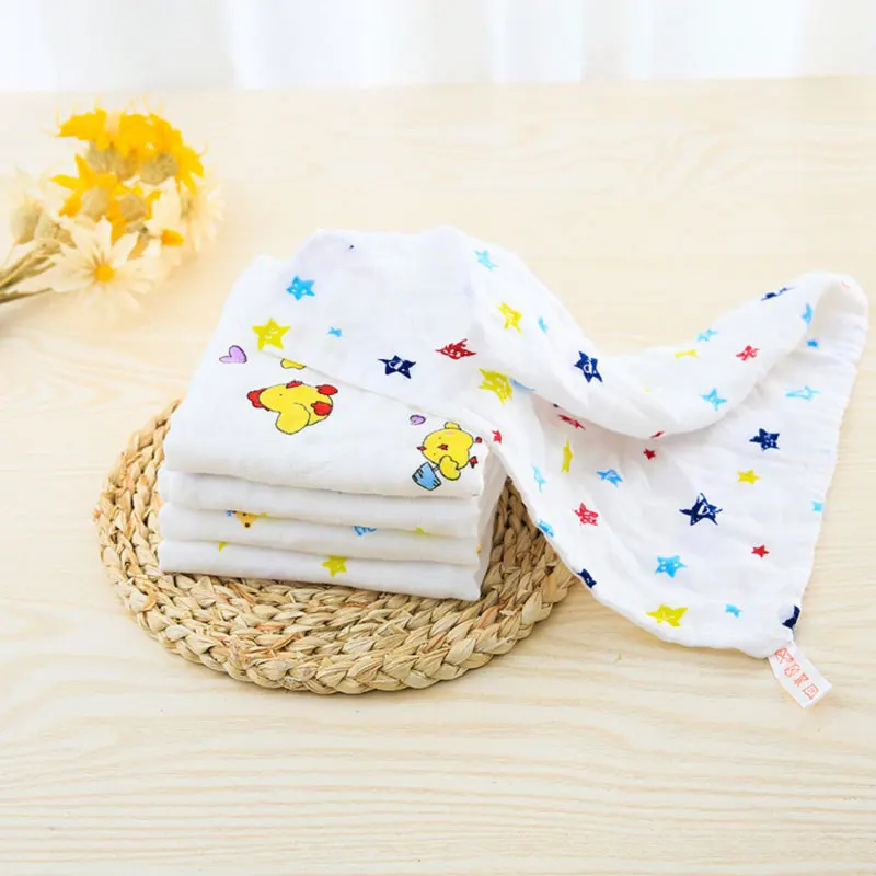 

Baby Cotton Washed High Density Gauze Children's Cotton Printed Small Square Towel Baby Saliva Towel Hand Towel Baby Bib