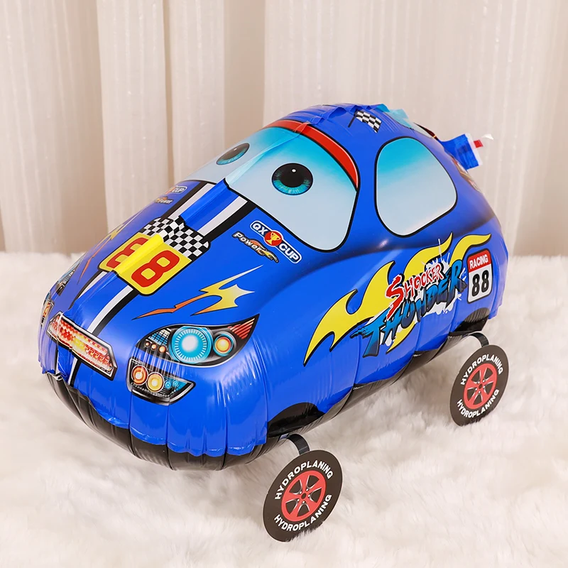 

New 1pcs walking car foil balloons red blue cartoon racing car ballons baby shower birthday party wedding decoration kids toy