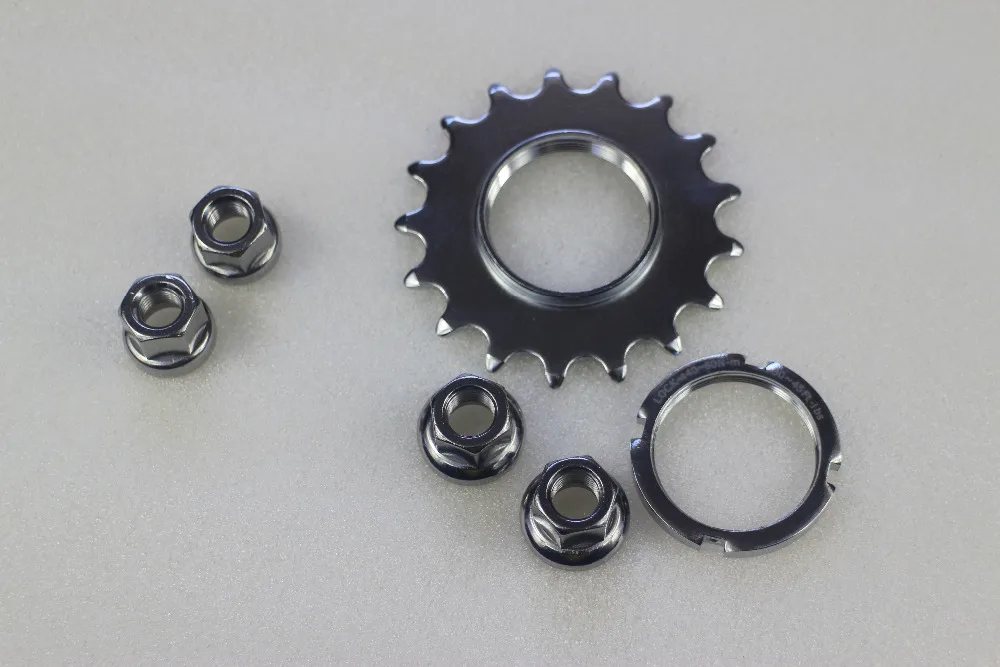 1 set SPEEDSAFE steel M9 9mm Front M10 10mm Rear axle nuts, 17T cog