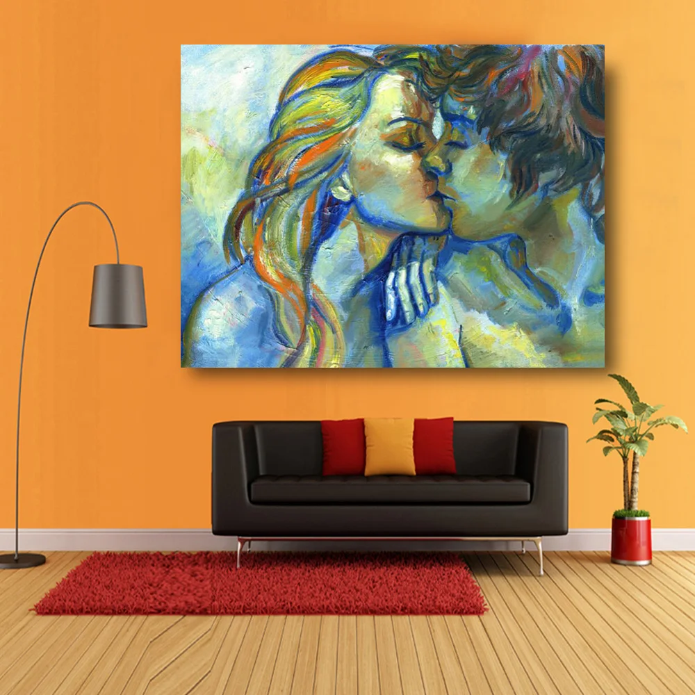 Вышитая парочка в любви сладкий поцелуй HD холст картины маслом для домашнего декора гостиной настенные художественные картины