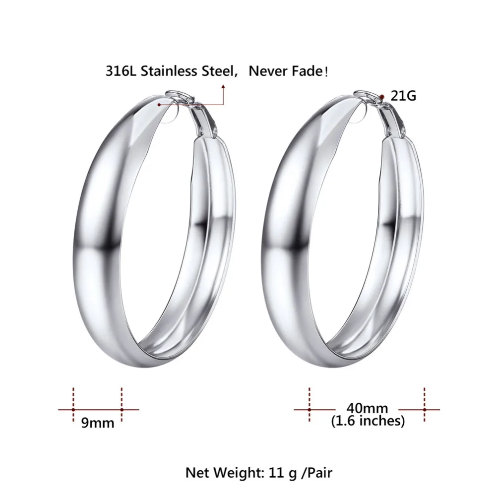 Женские серьги кольца Kpop большие круглые золотого цвета из нержавеющей стали для