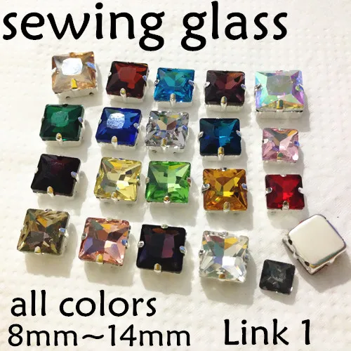 

Glass stone 8mm,10mm,12mm,14mm Square shape Stone In 4hole metal claw Popular shoes and apparel accessories sold