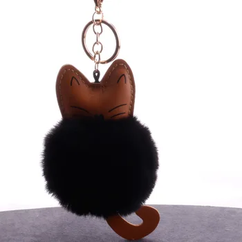 

Kitty Keychain Hair Ball Pendant Europe and America Fashion Cartoon Animal Car Charm Bag Pendant Explosion