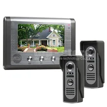DIYSECUR 1 Monitor de 2 Cámaras Sistema de Seguridad Para El Hogar Videoportero Con Cable de Entrada de 2 Vías de Intercomunicación IR Cámaras