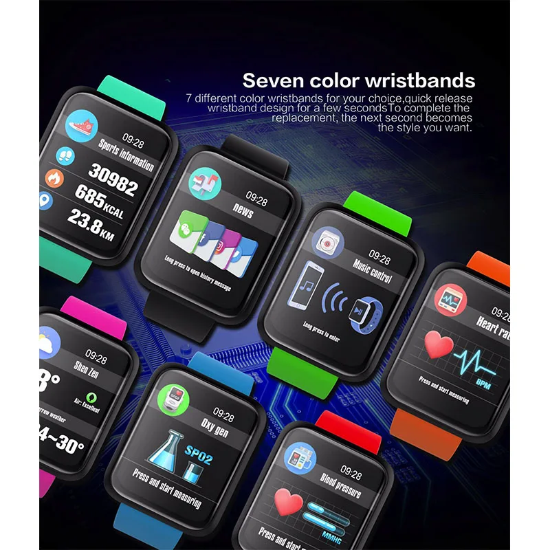 

Sport 3 Smart Watch IP67 Waterproof Bluetooth Heart Rate Blood Pressure Smartwatch for Xiao mi Android IOS Phone for Woman/Man