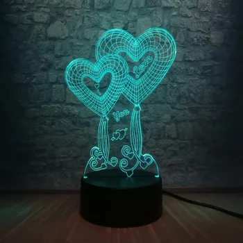 

Love Heart Balloon 3D LED USB Lamp Wedding Home Decoration Colorful Night Light Gift Romantic Gadget Girl Birthday Gift