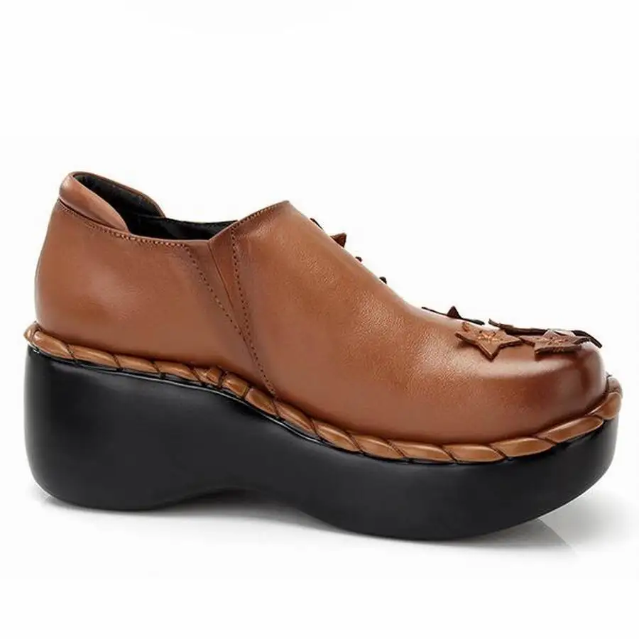 GKTINOO/Новые модные женские туфли-лодочки на высоком каблуке; женская обувь на танкетке из натуральной кожи; женская обувь на платформе