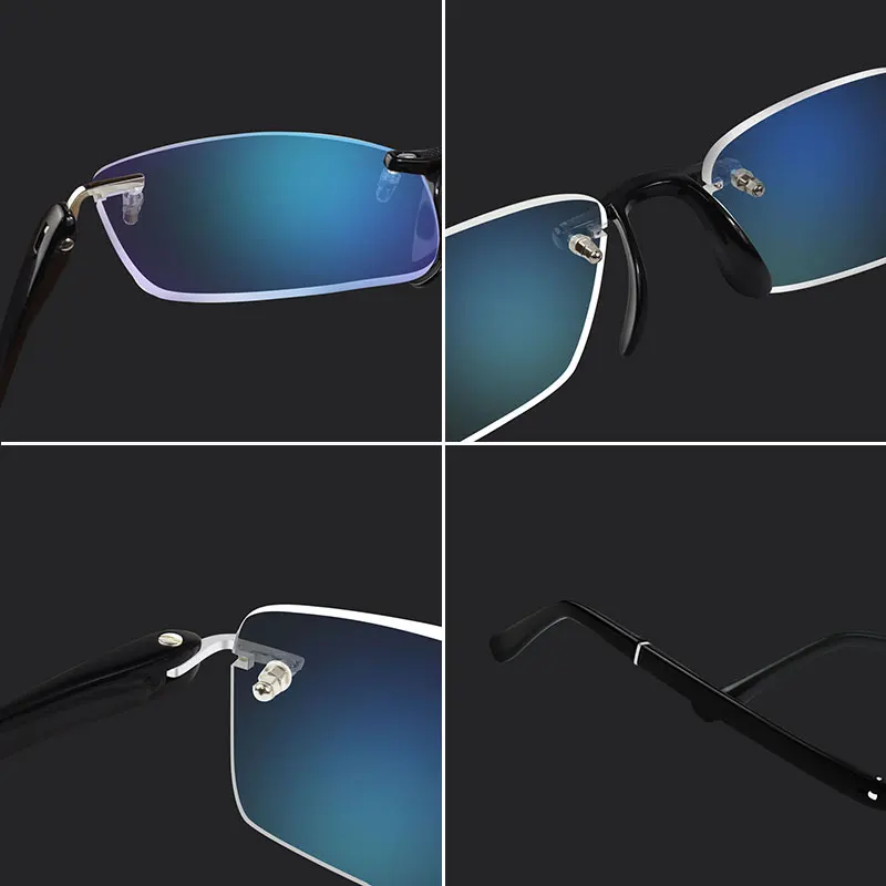 Skup Okulary do czytania z etui + 1.00 + 1.50 + 2.00 + 2.50 + 3.00 + 3.50 + 4.00 TR90 Oculos de Leitura Rimless Men antyrefleksyjne