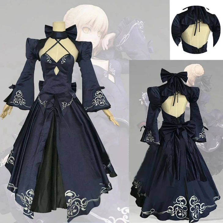 フェイトステイナイトセイバーオルタ arturia pendragon コスプレ衣装女性アニメ fgo ゼロ運命黒花嫁ゴシックロリータドレス