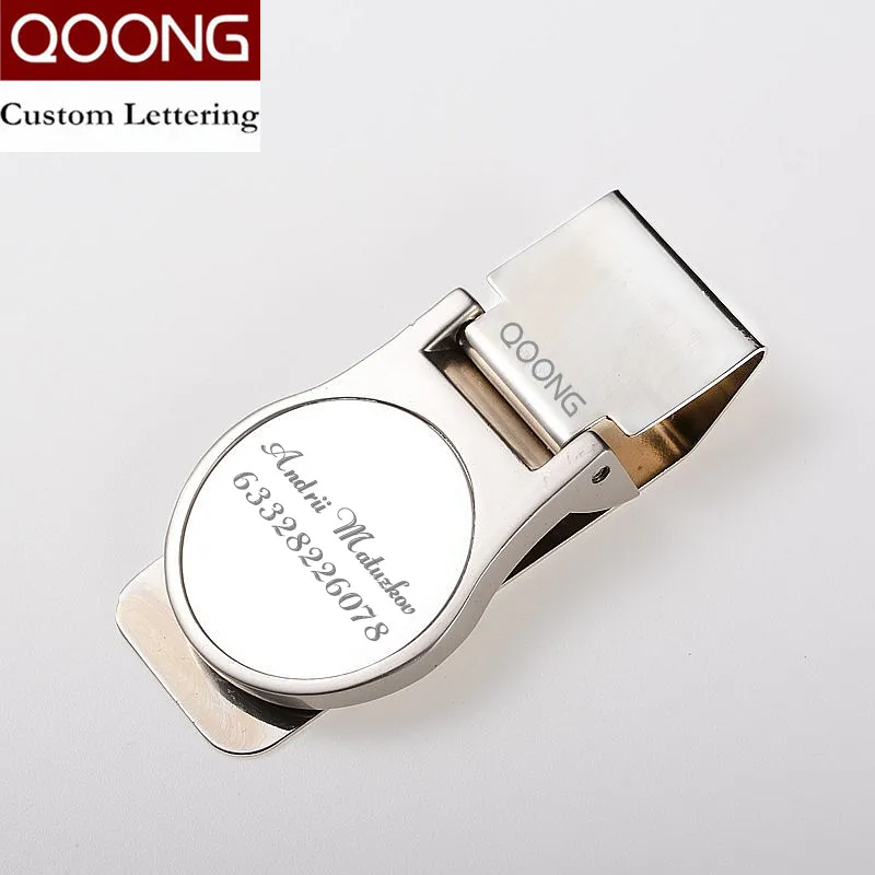 Metal money clip QOONG Lettering Stainless Steel Metal Money Clip Fashion Crafts Novel Cash Clamp Holder Mini Wallet for Men Women 40-011
