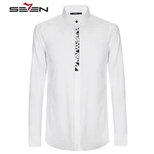 Seven7 мужские рубашки из хлопка, повседневная приталенная рубашка с длинными рукавами, белая, черная, мужская деловая рубашка-смокинг, Мужская брендовая одежда 112A38080