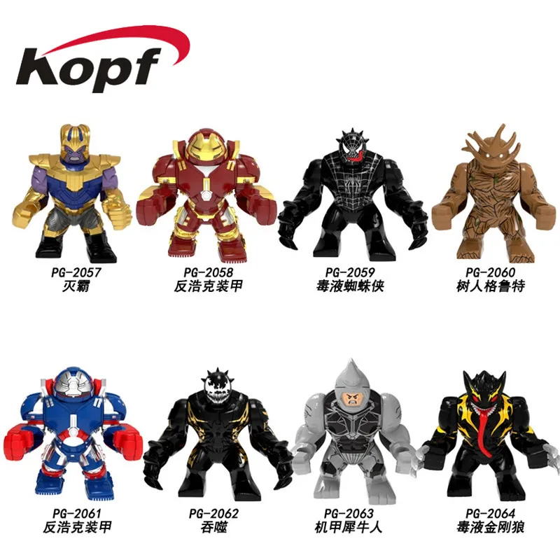 

Single Sale 7CM Big Size Building Blocks Super Heroes Thanos Hulkbuster Venom Groot Alesksei Children Gift Toys PG8241