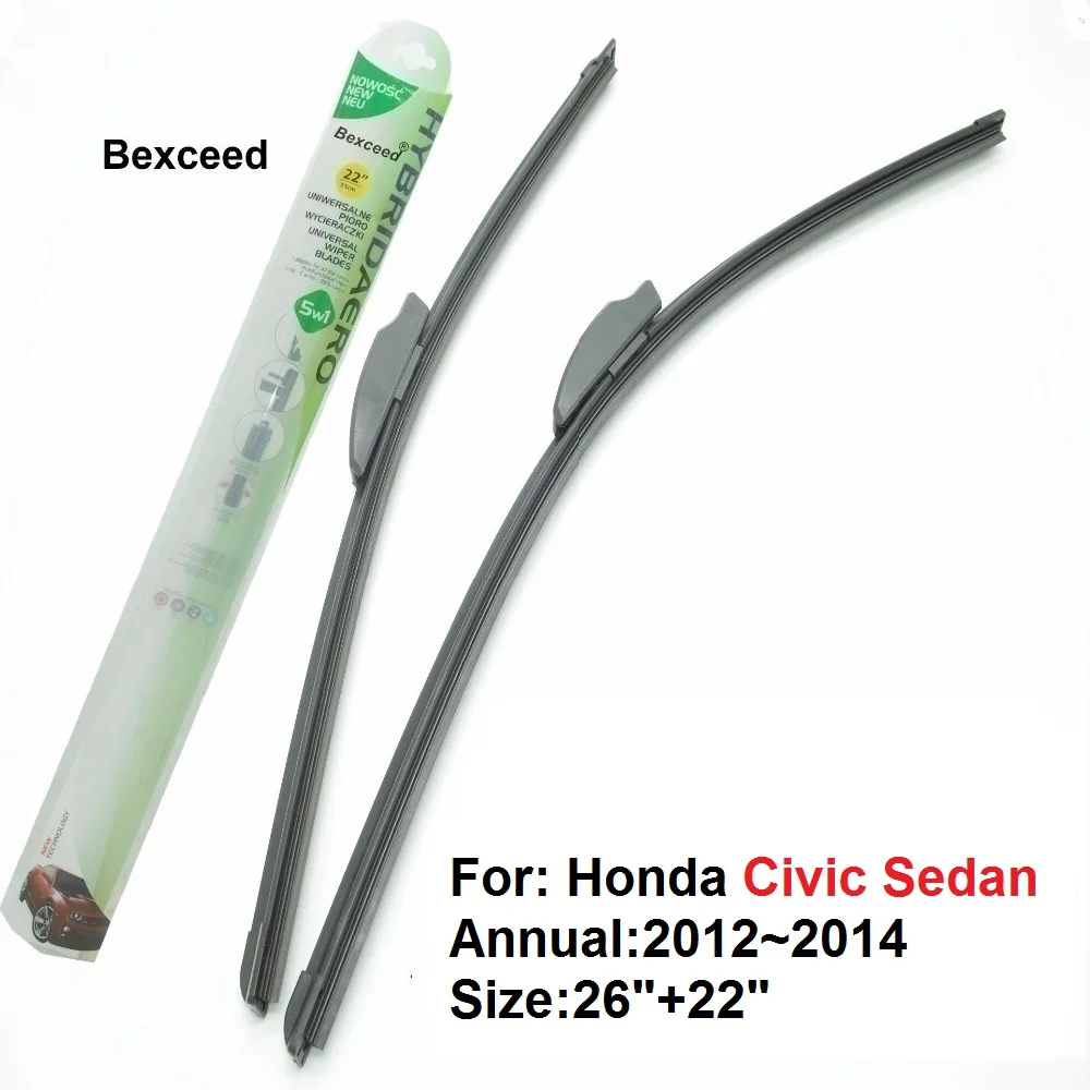 For Honda Civic Sedan Bexceed of Car Windshield Flat wiper blade . 1 Pair(26"+22") 2012~2014-in 2014 Honda Civic Lx Windshield Wipers Size