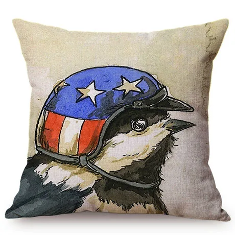 Nordic Comic Funny Dog Pilot Motorcycle Driver Home Decoration Throw Pillows Cases Humorous Dog Cosplay Roles Sofa Cushion Cover M083-7