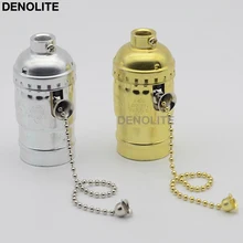 Цена 10 шт переключатель на молнии винтажный патрон Max250V 250 Вт Золотая Серебристая черная бронза алюминиевая патрон лампа розетка