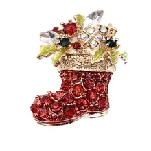Fashion Red Shoes Brooches For Women 2017 Vintage Female Red Boots Brooches Pins Gold-color Zinc Alloy Rhinestone Jewelry Gifts