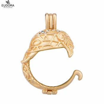 

10H252 10PCS/lot Gold Color Elephant Cage for 20mm Chime Ball with Sounds Clear Rhinestones Aromatherapy Lockets Wholesales