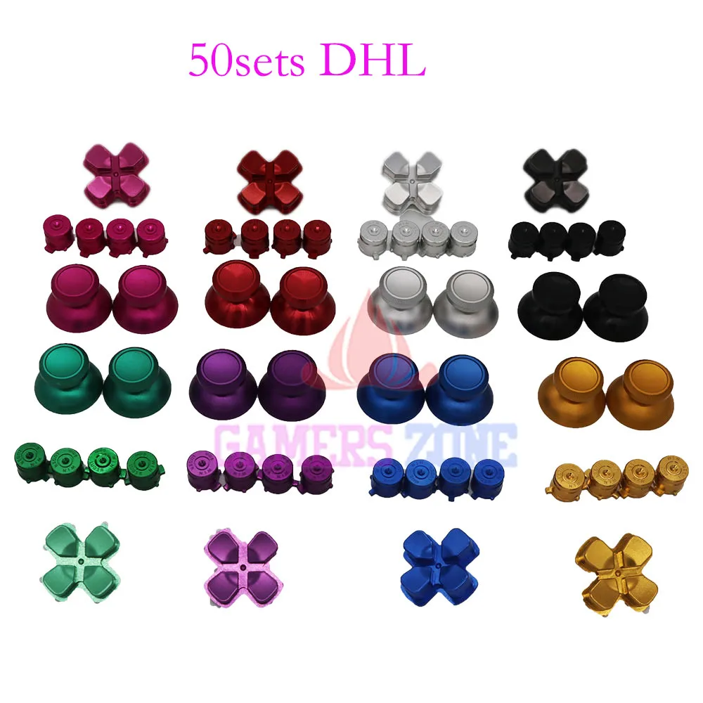 

50sets Metal Analog thumbsticks Sticks + Bullet Action Buttons For PS4 Controller D Pads