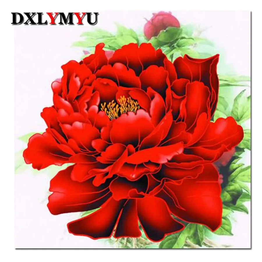

Rhinestone diamond painting cross stitch needlework 5D square diamond embroidery diamond Red peony flower Patterns home decor