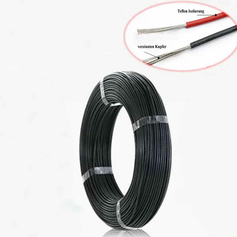 

12~28AWG UL1332 Teflon high temperature line Black Teflon Tin Plated Copper Wires FEP 1/2/3/5/10/20Meter