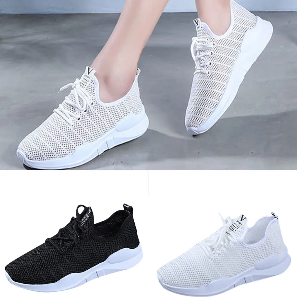 Дышащие кроссовки для Для женщин кроссовки Для женщин летние Повседневное ShoesLace на шнуровке с сеточкой, спортивный, из дышащей ткани кроссовки# g4