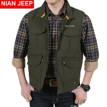 NIAN JEEP, брендовая одежда, мужской жилет высокого качества, Свободный жилет с множеством карманов 85